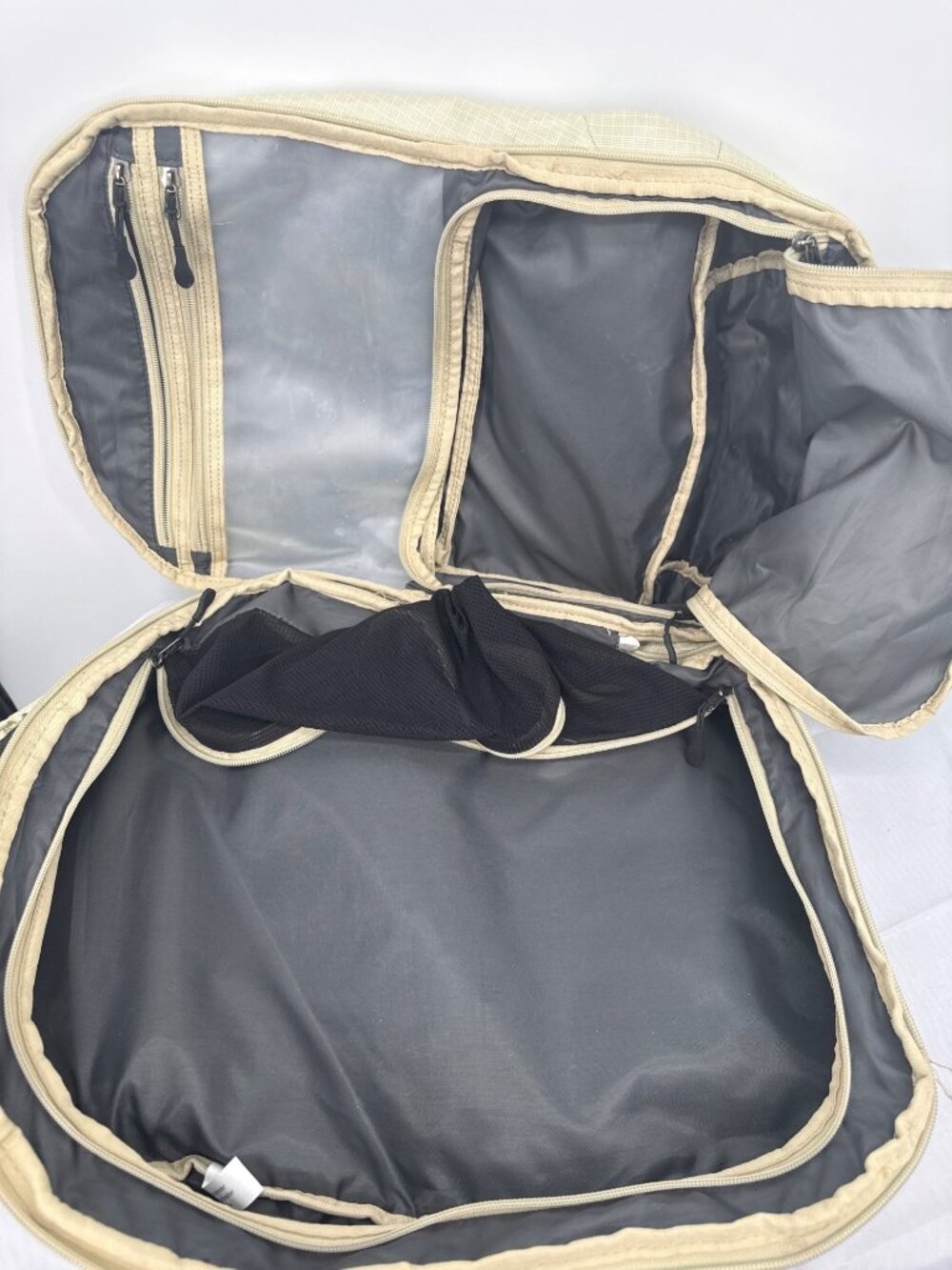 Embark 45L Adventure Travel Backpack Tan Grid Gorpcore Hiking Camp Festival - Picture 7 of 11